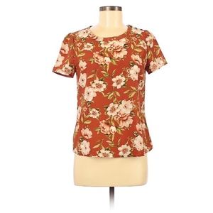 Orange Floral Short Sleeve Blouse